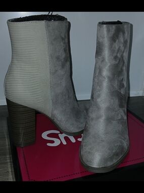 Circus by Sam Edelman Gray Suede Block Heel Ankle Boots